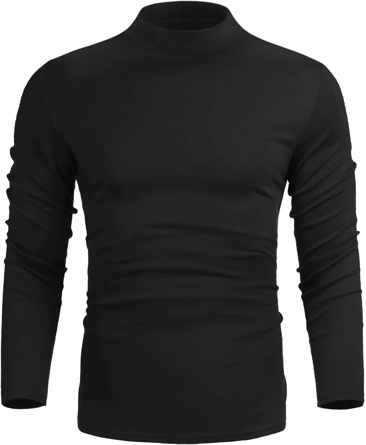 Poriff Men's Casual Mock Neck Tops Long Sleeve Slim Fit Turtleneck Pullover Sweaters