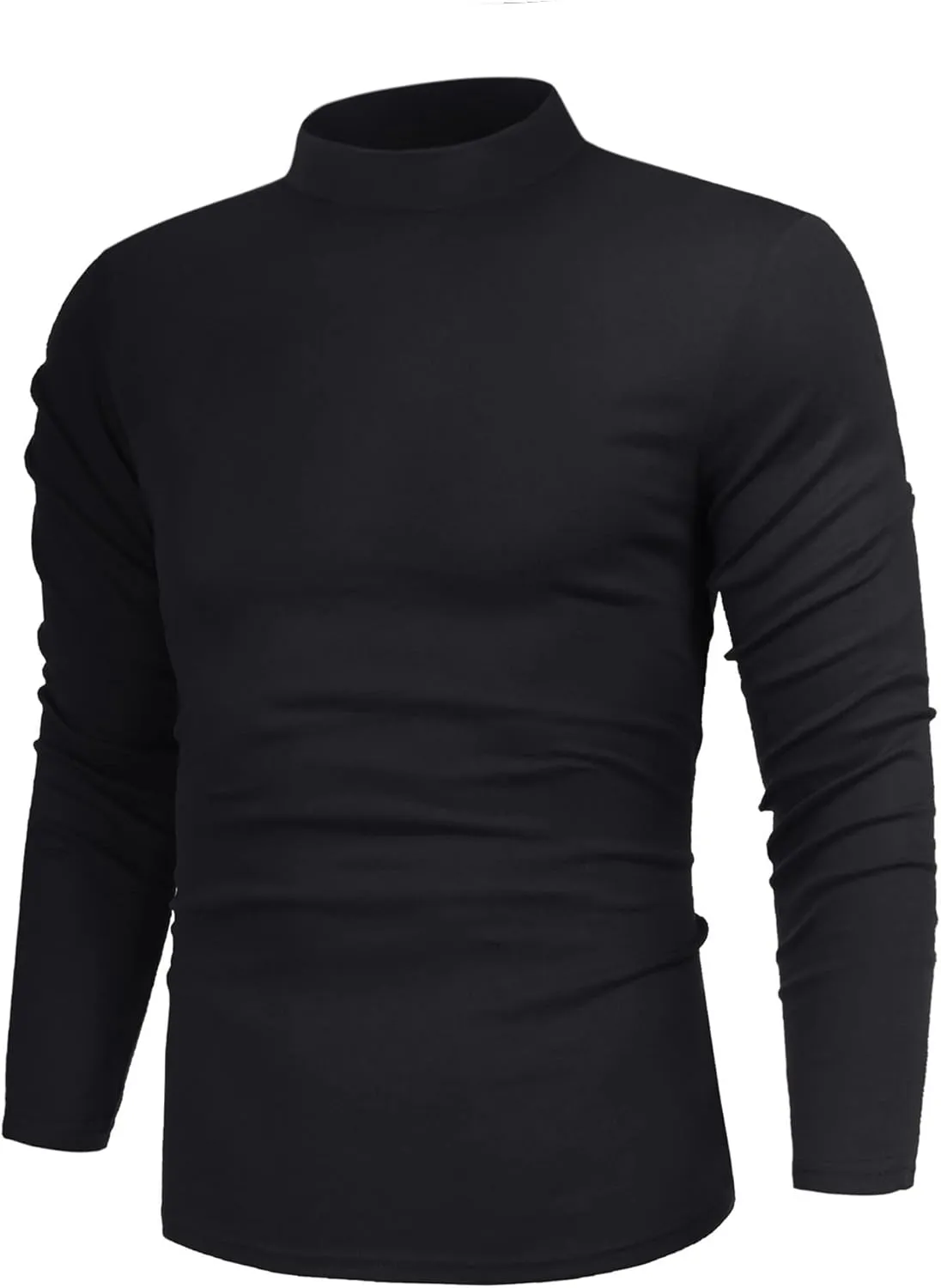 Poriff Men's Casual Mock Neck Tops Long Sleeve Slim Fit Turtleneck Pullover Sweaters