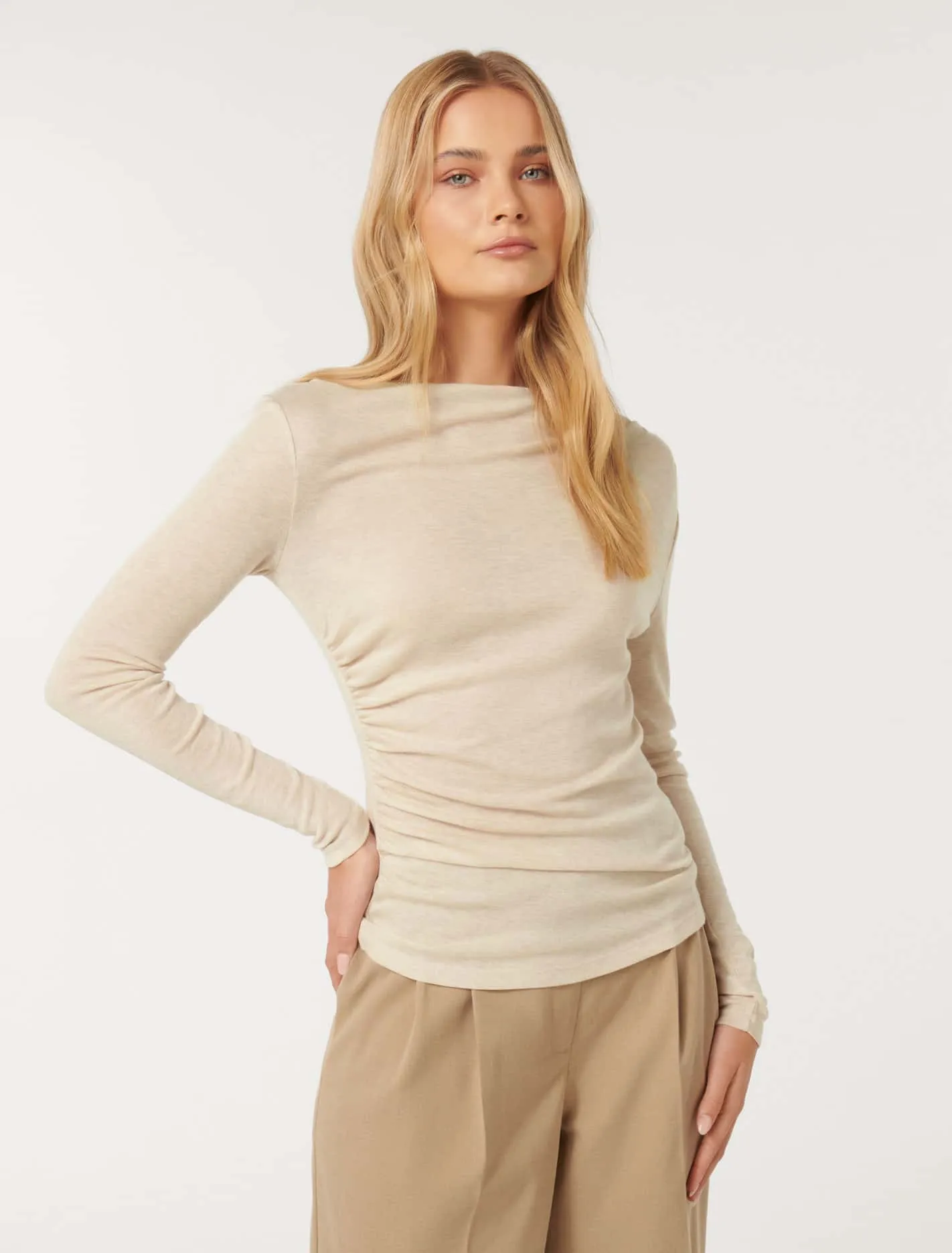 Raelynn Ruched Wool Blend Top