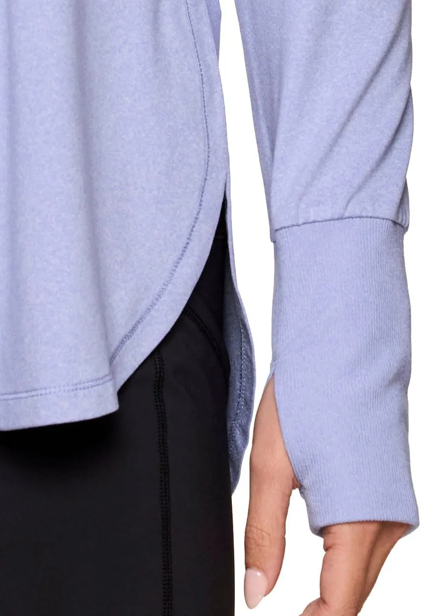 RBX Activewear Women's Yoga Tunic Top, Relaxed Fit Lightweight Buttery Soft Crewneck Long Sleeve Tee with Ribbed Trim