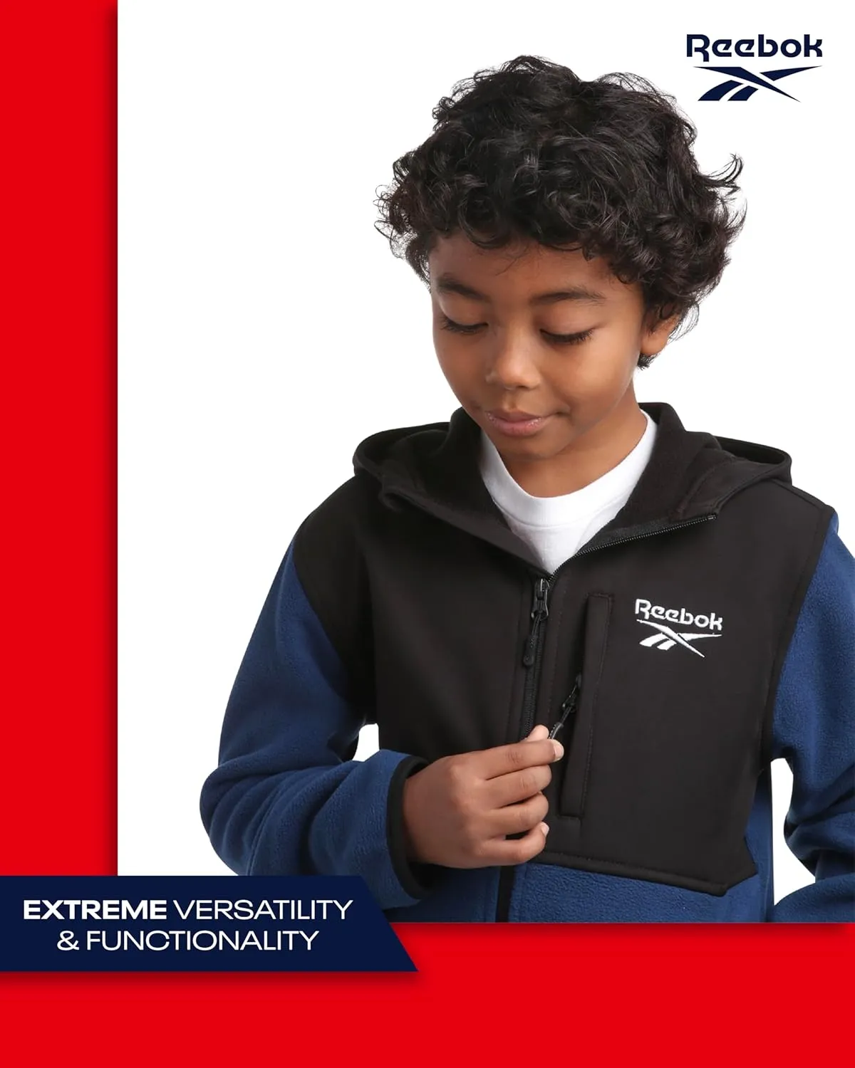 Reebok Boys' Jacket - Warm Polar Fleece Zip Up Hoodie Jacket for Boys - Lightweight Athletic Boy's Comfort Hoodie (4-20)
