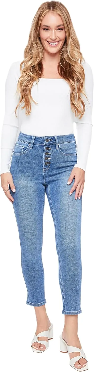Royalty For Me Womens YMI Jeans Women's Vintage High Rise Button Fly Skinny Anklet Jeans