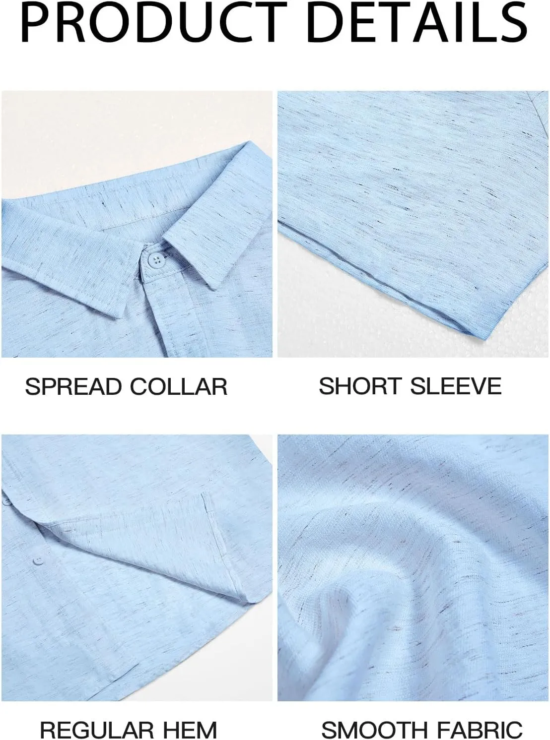 Runcati Mens Casual Shirts Button Down Short Sleeve Lightweight Linen Shirt Summer Beach Tops with Pocket