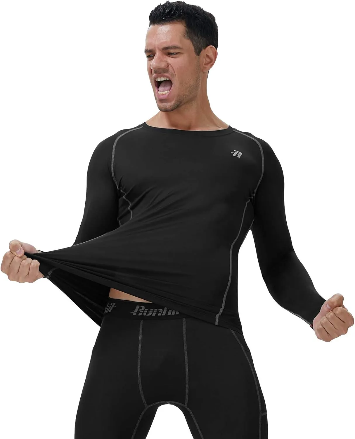 Runhit Compression Shirts for Men Long Sleeve Cool Dry Athletic Workout Tee Shirts Fishing Sun Shirts Sports Thermal Tights