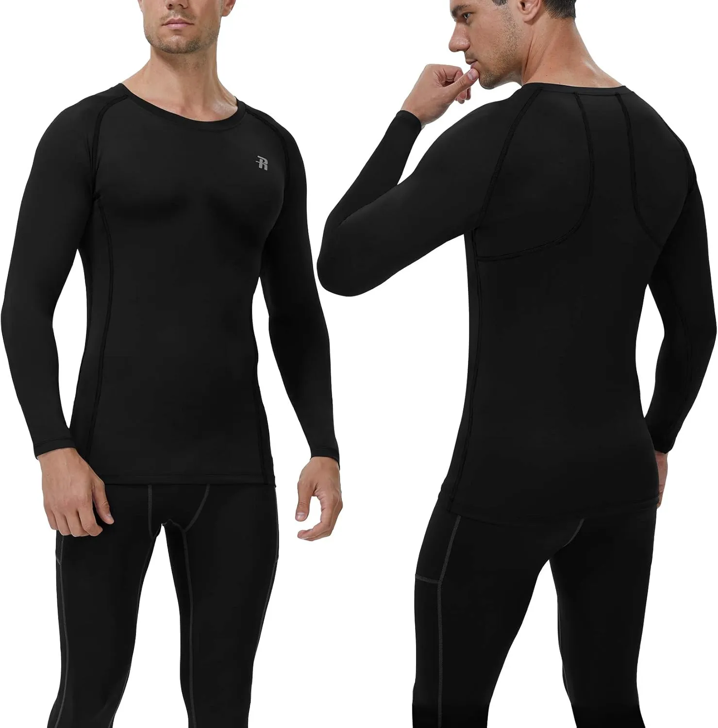 Runhit Compression Shirts for Men Long Sleeve Cool Dry Athletic Workout Tee Shirts Fishing Sun Shirts Sports Thermal Tights