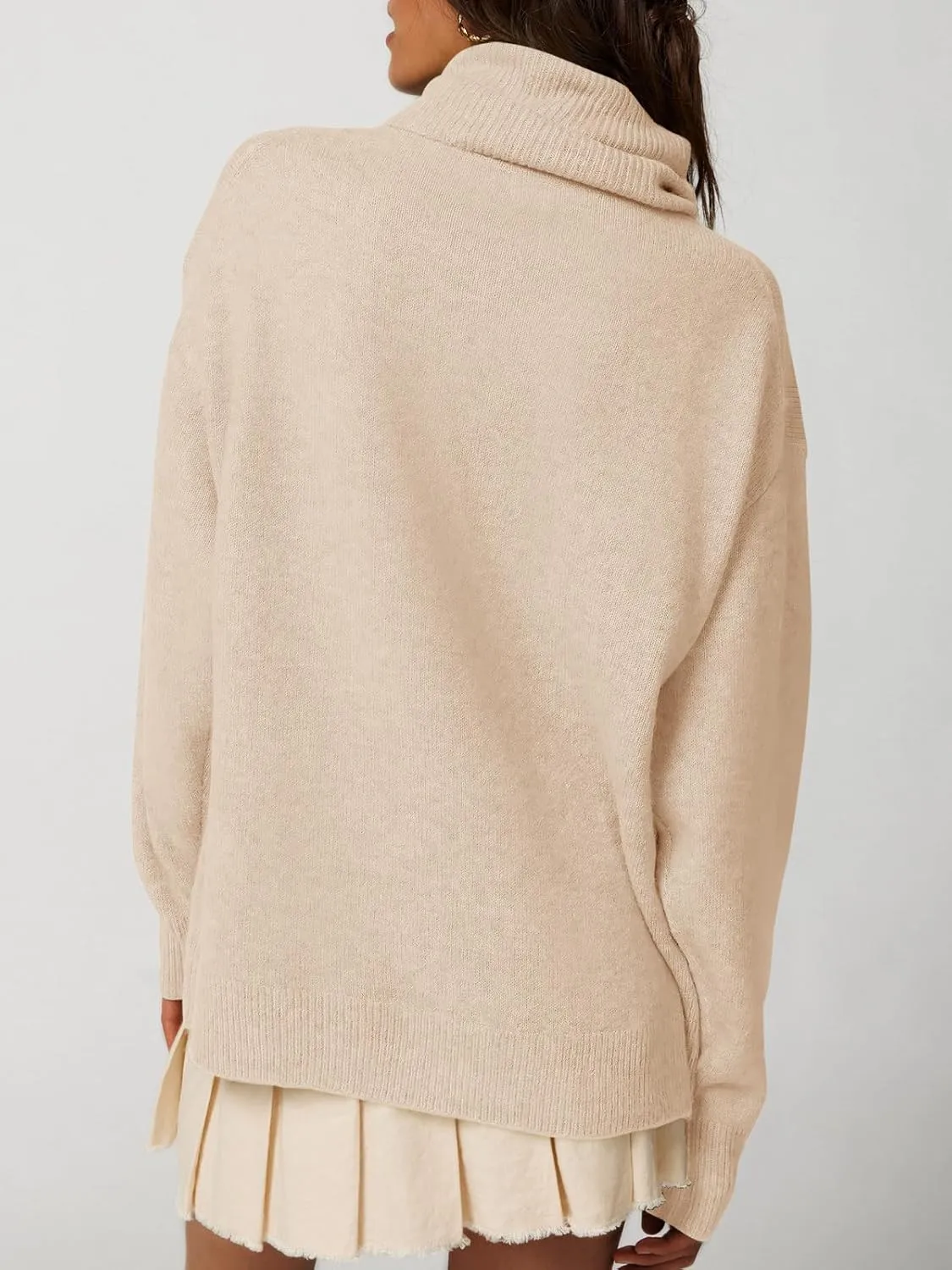 Saodimallsu Womens Oversized Turtleneck Sweaters Long Sleeve Soft Knit Casual Tunic Sweater Tops