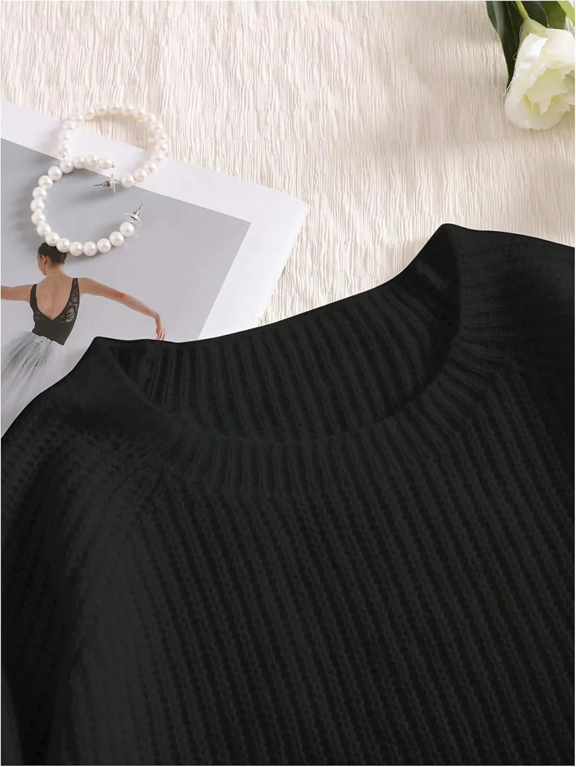 SHENHE Women's Plus Size Bow Sweater Cut Out Raglan Sleeve Crew Neck Loose Knitted Sweater Jumper