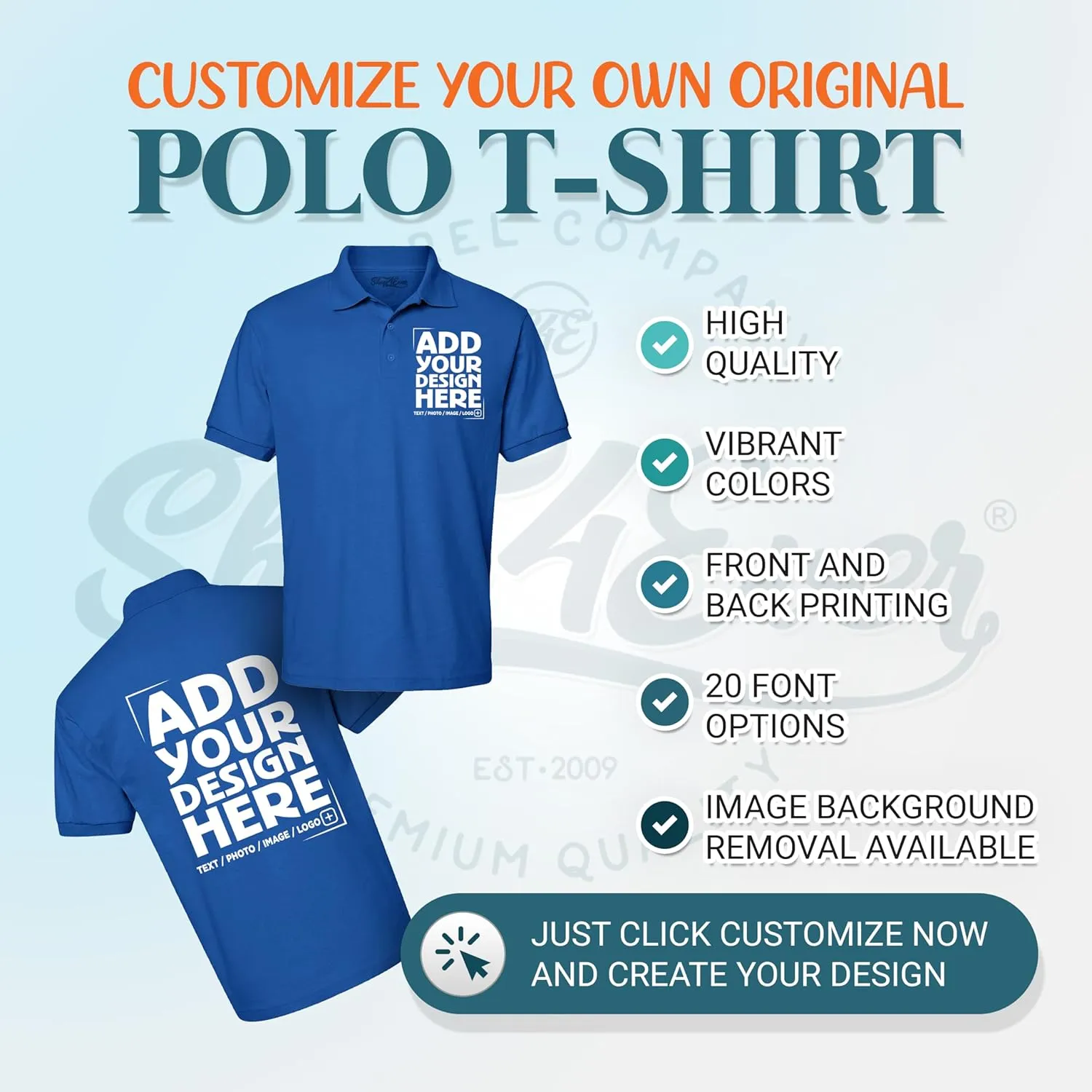 shop4ever Personalized Custom Design Your Own Polo Shirt
