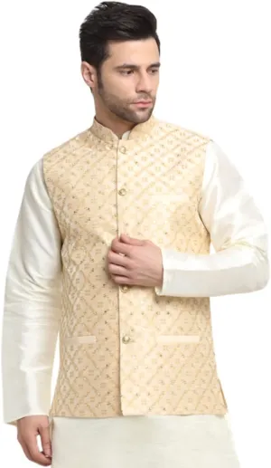 Silk Embroided Zari Nehru Jacket Only, Ethnic Traditional Wear