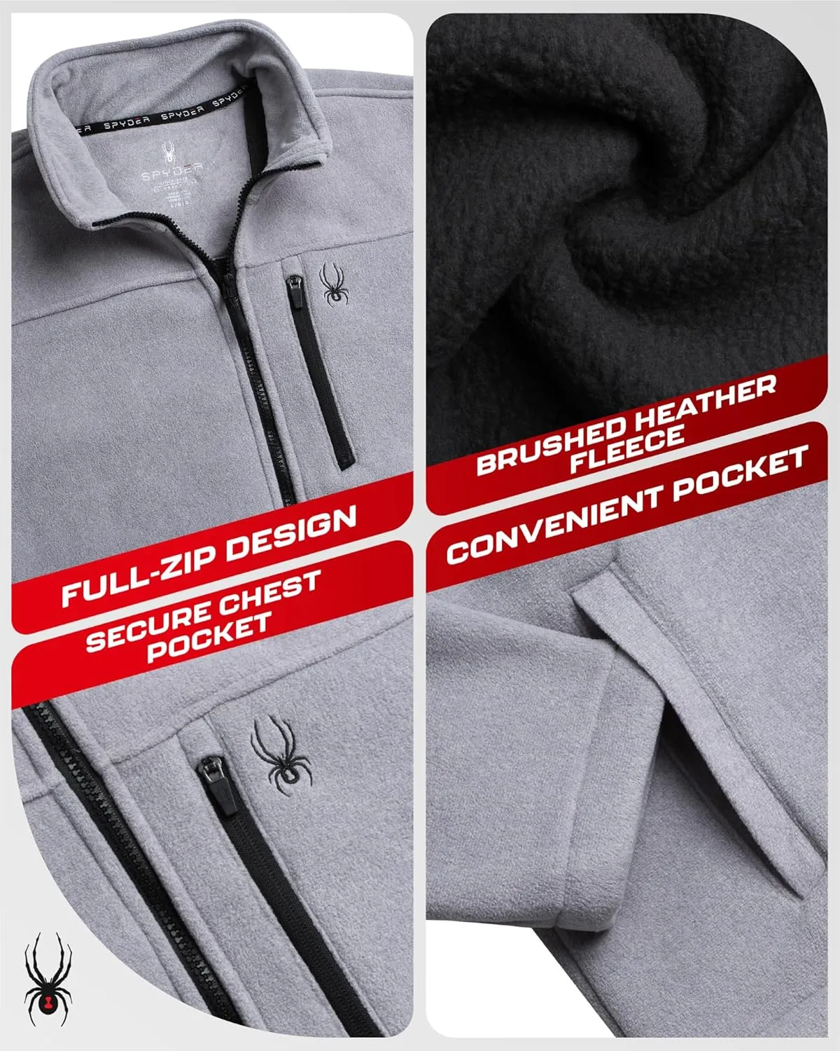 Spyder Mens Fleece Jacket - Soft and Warm Sherpa Bonded Full Zip Up Midweight Outerwear Jackets for Men with UPF30  (S-XXL)
