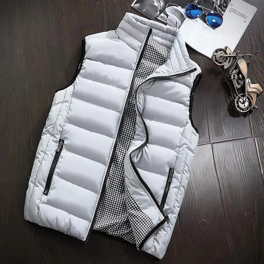 SSDXY Men's Padded Cotton Blend Autumn Winter Warm Vest Coat Tops Jacket Casual Loose Sleeveless Solid Slim Warm Outwear