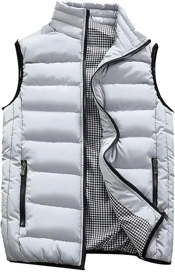 SSDXY Men's Padded Cotton Blend Autumn Winter Warm Vest Coat Tops Jacket Casual Loose Sleeveless Solid Slim Warm Outwear