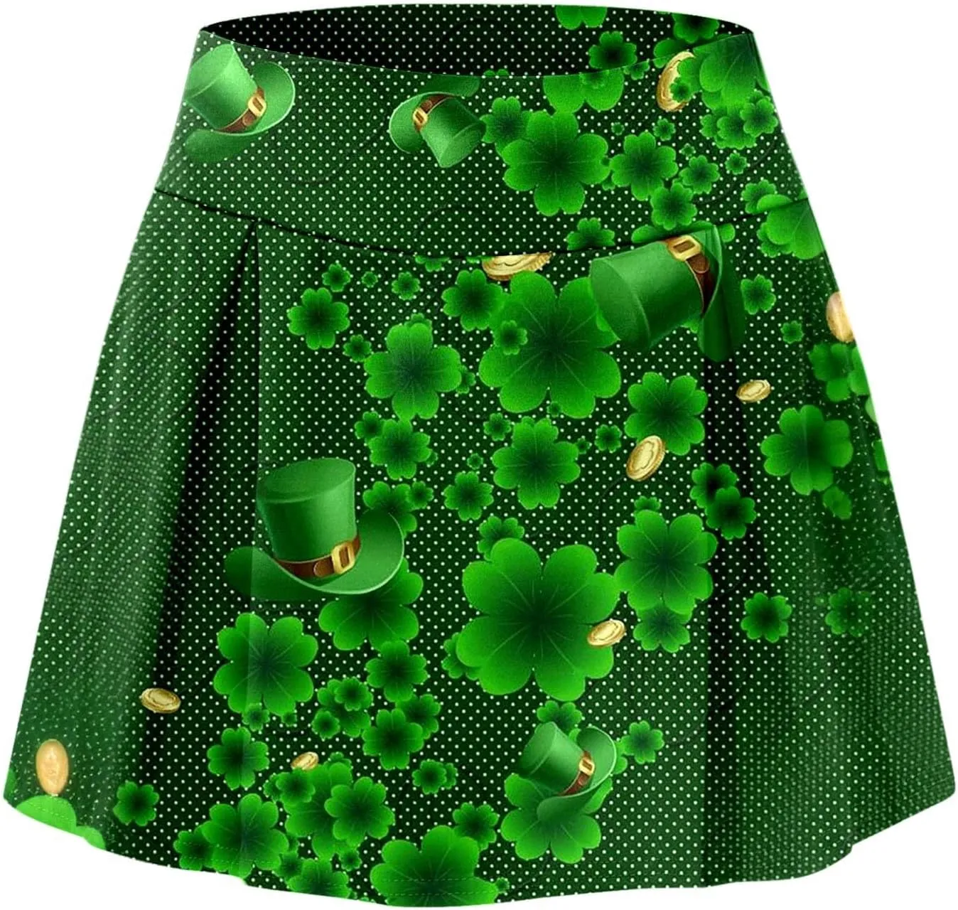 St Patricks Day Tennis Skirt for Women High Waisted Flowy Athletic Running Shorts Irish Shamrock Clover Yoga Skorts