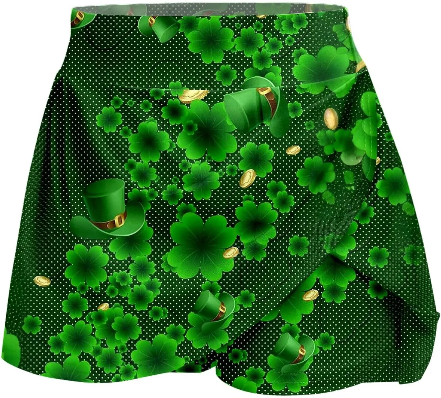 St Patricks Day Tennis Skirt for Women High Waisted Flowy Athletic Running Shorts Irish Shamrock Clover Yoga Skorts