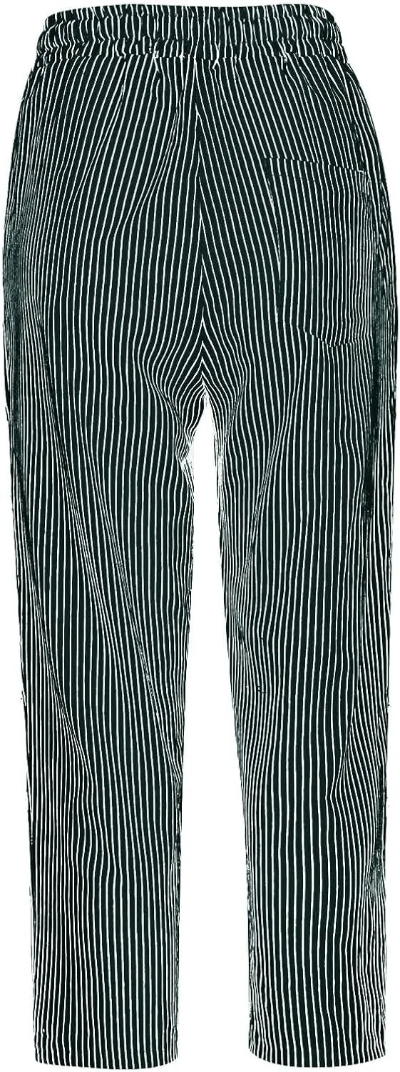 Striped Linen Capri Pants for Women 2025 Spring Summer Lightweight High Waist Drawstring Pants Comfy Cropped Trousers