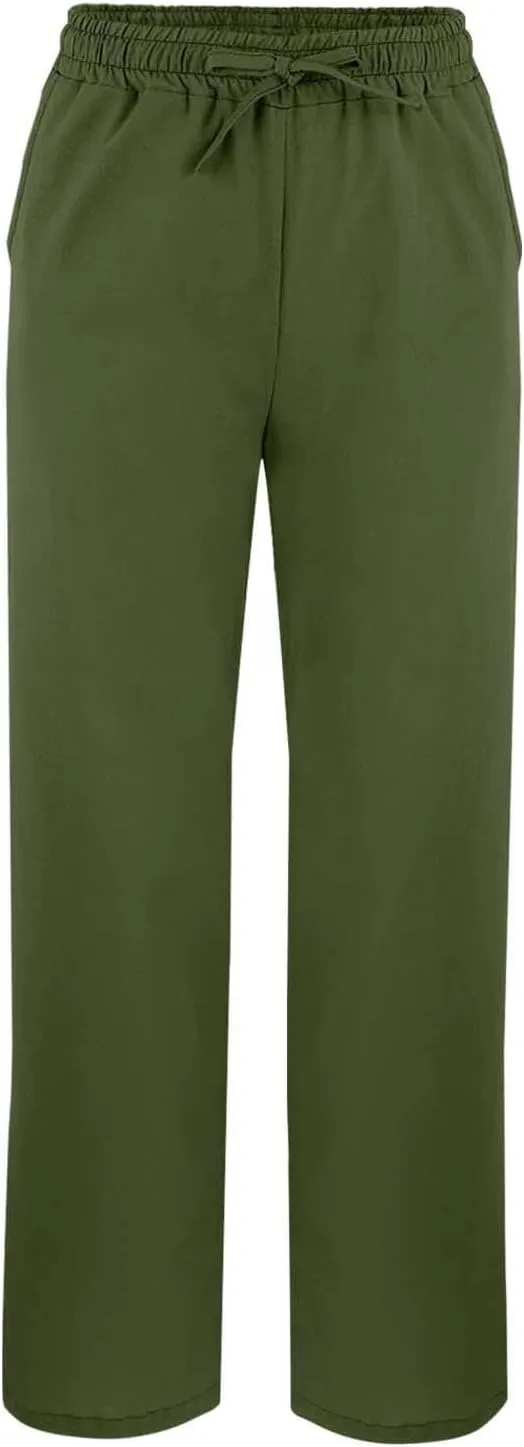 Striped Linen Pants for Women Cropped Trim Elastic Waist Capris Lightweight Summer Beach Trousers with Pockets