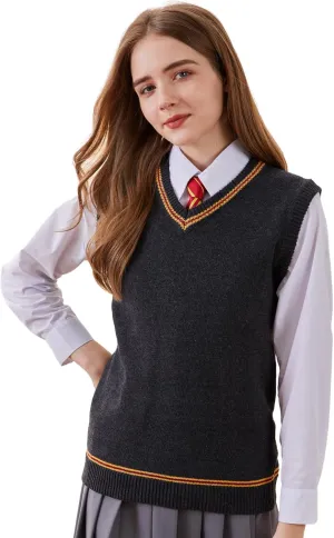 Sweater Vest Knit V-Neck Sleeveless Pullover Halloween Cosplay Costumes Cardigan Vest Waistcoat Unisex Fall Winter