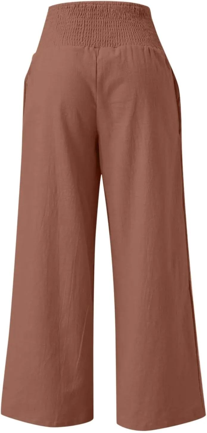 TARIENDY Palazzo Pants for Women Casual Women's Elastic high Waisted Trousers Wide Leg Beach Outfits Summer Casual Pants