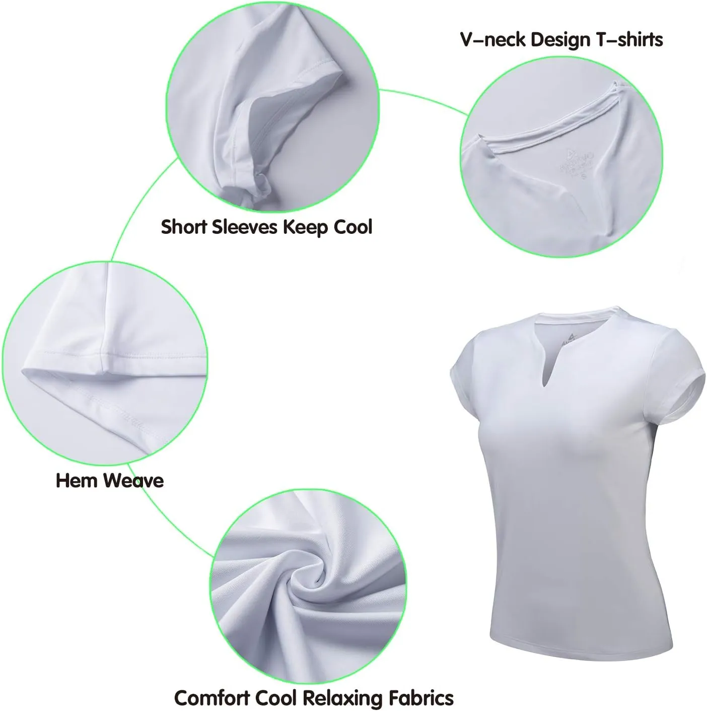 Tennis Shirts for Women Short Sleeves, Solid Golf T Shirts V-Neck Running Pickleball clothes for women