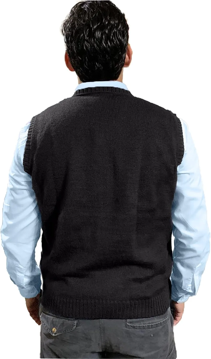 TINKUY Peru Mens Alpaca Wool V Neck Argyle Cardigan Vest, S-4XL