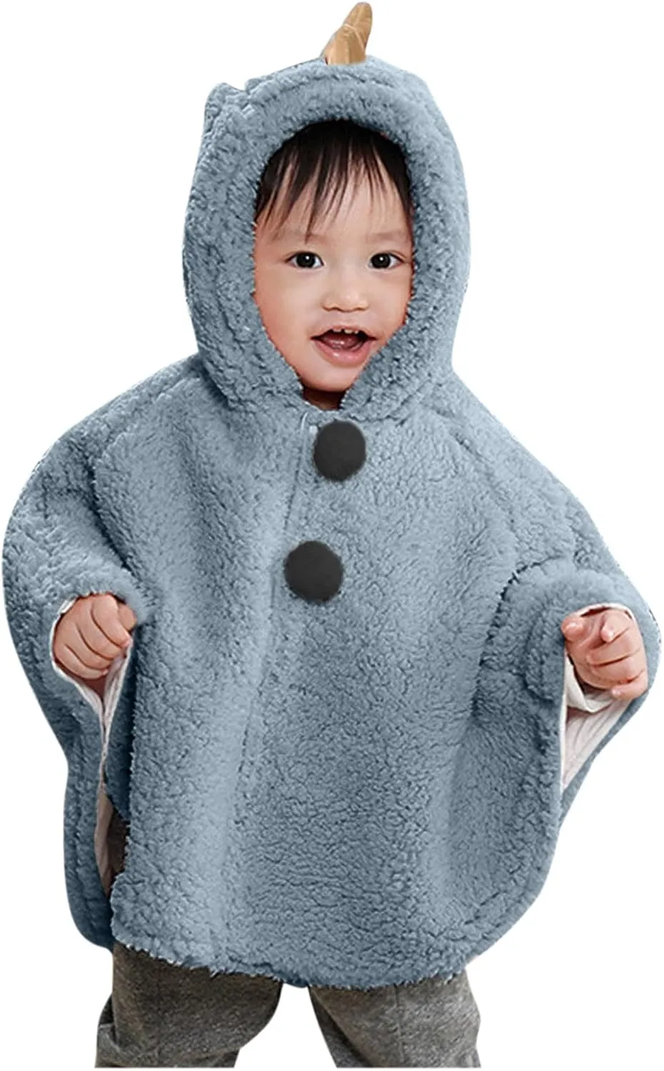 Toddler Baby Boy Girls Cute Fleece Cloak Jacket Coat Warm Winter Hooded Carseat Poncho Cape Snowsuit Outwear