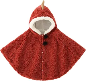 Toddler Baby Boy Girls Cute Fleece Cloak Jacket Coat Warm Winter Hooded Carseat Poncho Cape Snowsuit Outwear