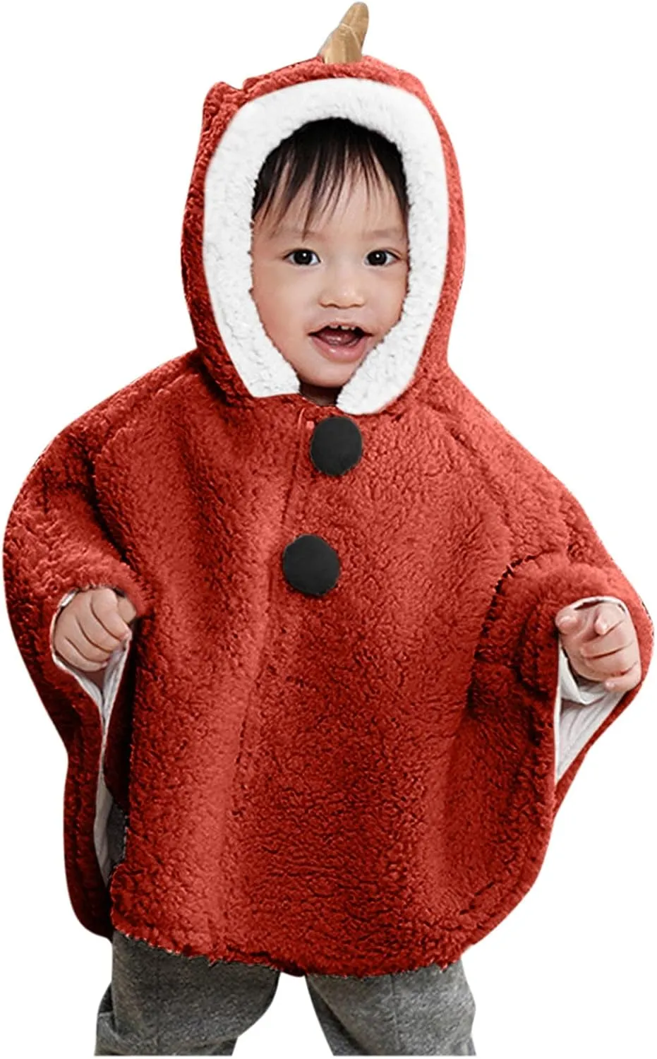Toddler Baby Boy Girls Cute Fleece Cloak Jacket Coat Warm Winter Hooded Carseat Poncho Cape Snowsuit Outwear