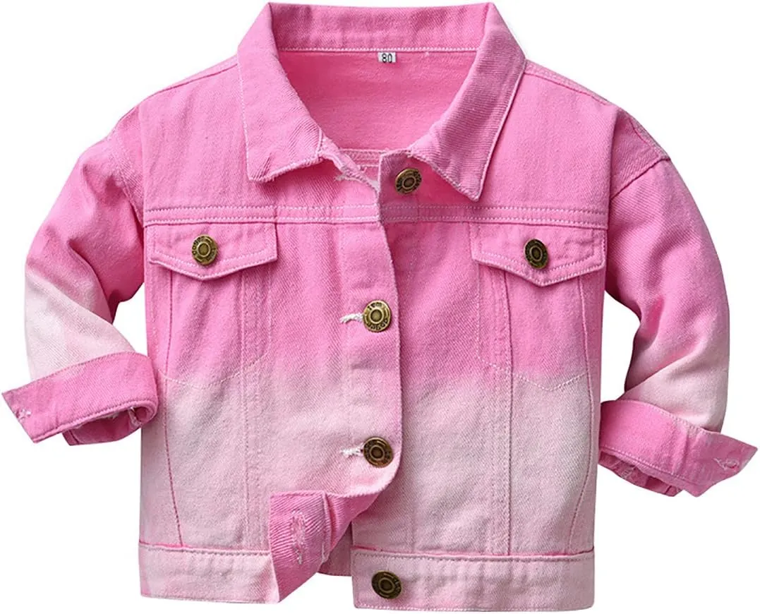 Toddler Baby Boys Girls Fall Clothes Thin Denim Jackets Kids Tie Dye Ripped Jeans Coats Button Down Outerwear