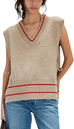 UANEO Womens V Neck Sweater Vest All Star Stripe Poncho Sleeveless Pullover Tank Tops