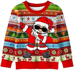 Ugly Christmas Sweater for Adults and Kids Family Matching Set Fleece Sweatshirt Hoodie Funny Graphic Unisex Pullover