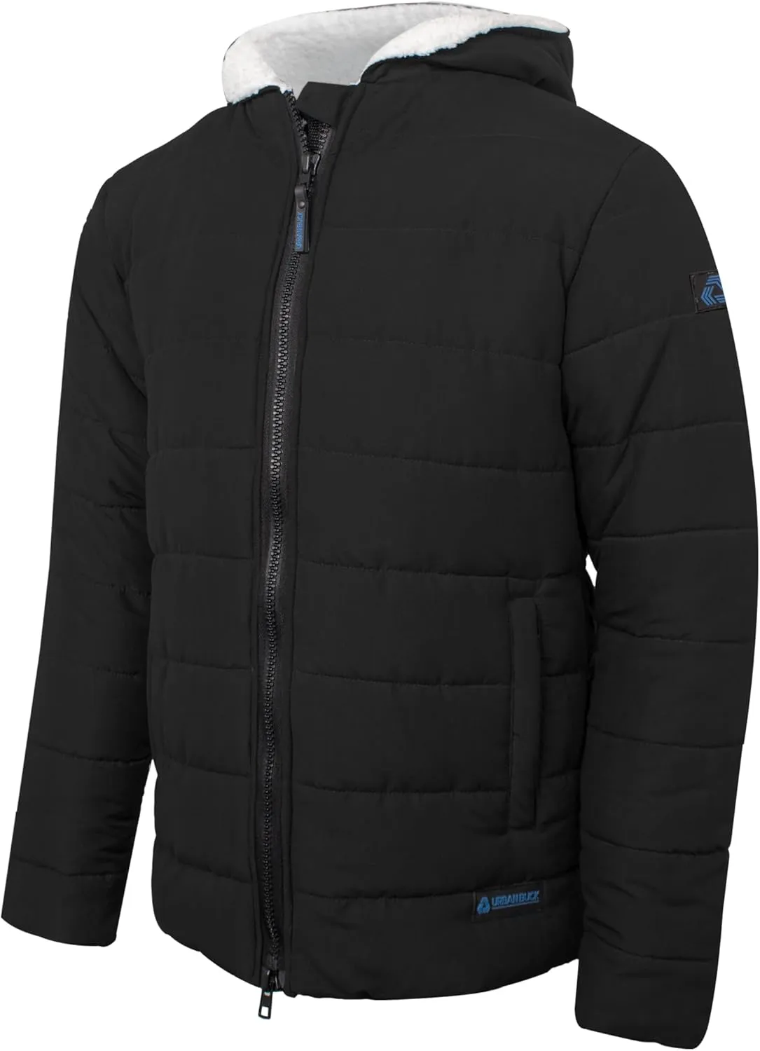 URBAN BUCK Mens Puffer Jackets Midweight Long Sleeves Windproof & Water Repellent Winter Down Recycled Bryce Men Hiking Coats