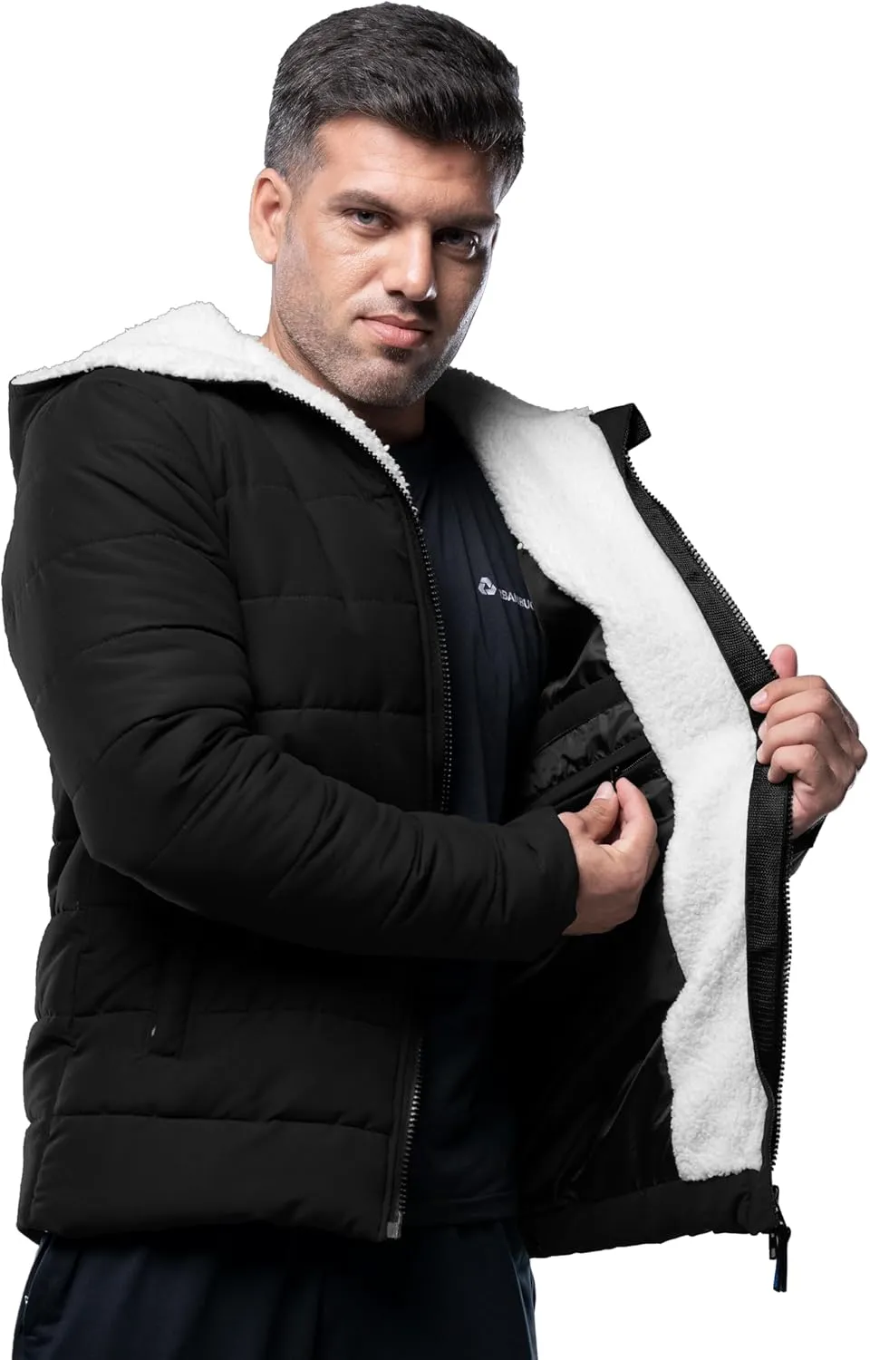 URBAN BUCK Mens Puffer Jackets Midweight Long Sleeves Windproof & Water Repellent Winter Down Recycled Bryce Men Hiking Coats