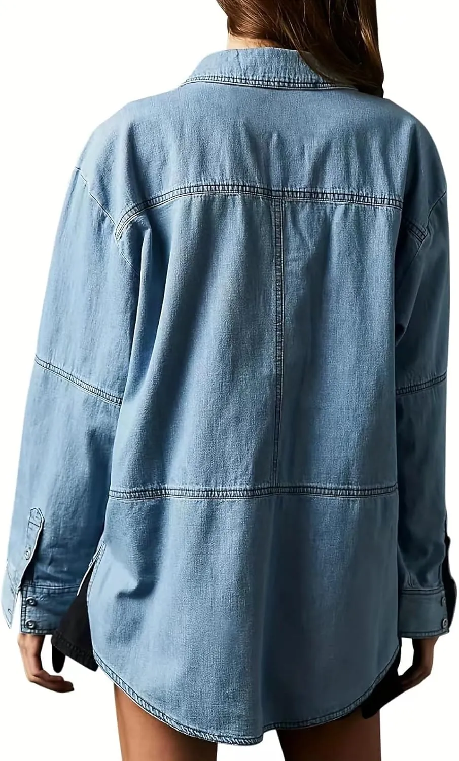 utcoco Women's Oversized Denim Jacket Casual Loose Long Sleeve Jean Sweatshirts Coat Jackets with Pocket