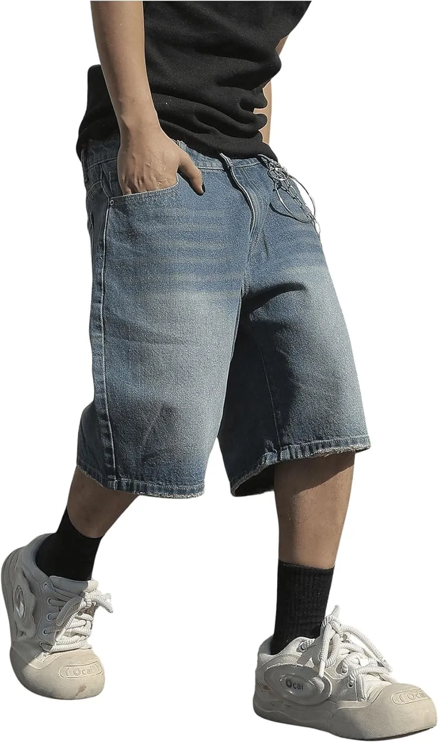 Verdusa Men's Baggy Bermuda Denim Shorts Streetwear Jean Short with Pockets