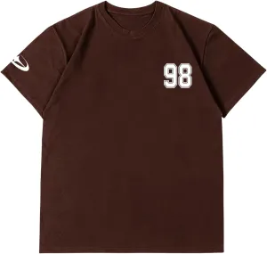 Verdusa Men's Jersey Oversized Letter Graphic T Shirt Crew Neck Drop Shoulder Short Sleeve Tee Tops
