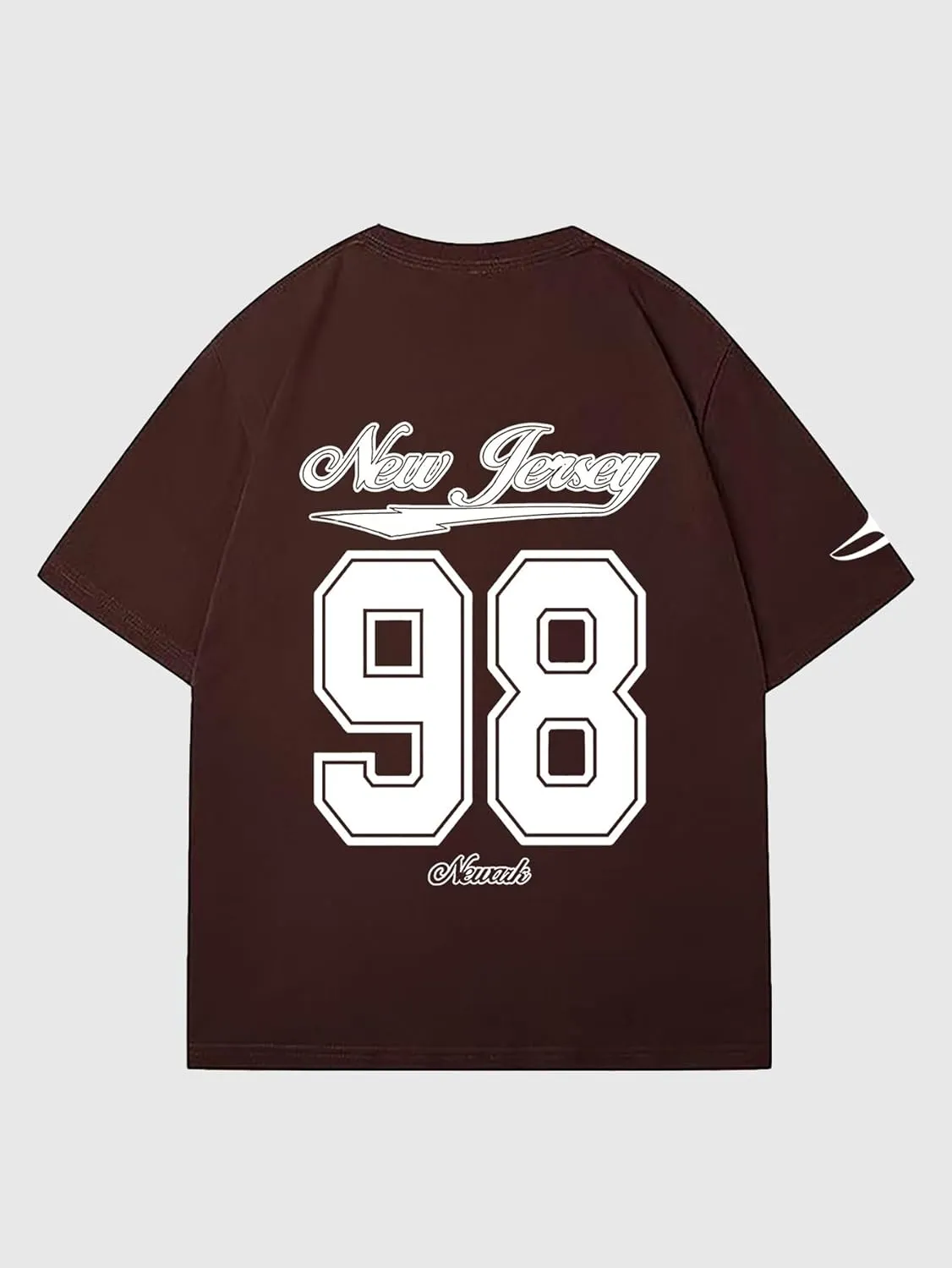 Verdusa Men's Jersey Oversized Letter Graphic T Shirt Crew Neck Drop Shoulder Short Sleeve Tee Tops