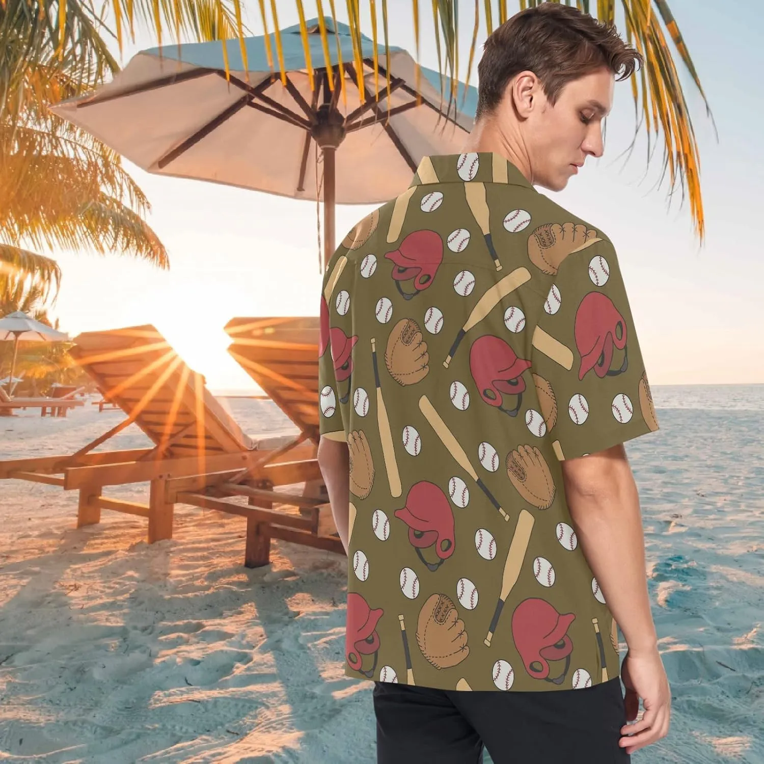 visesunny Stylish Men's Seasonal Hawaiian Casual Button Down Short Sleeve Shirt
