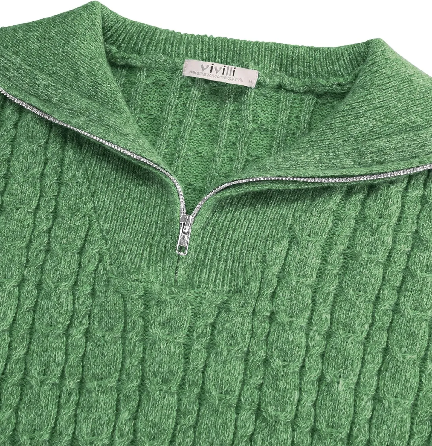 Vivilli Women's Oversized Sweater Quarter Zip Chunky Cable Knit Sweaters Fall Winter Fashion Pullover Sweater Tops