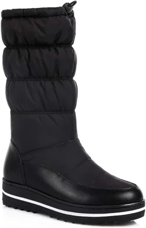 VOKLIN Women's Winter Mid Calf Snow Boots Waterproof Rain Platform Elastic Fur Lined Cold Weather Snow Boot
