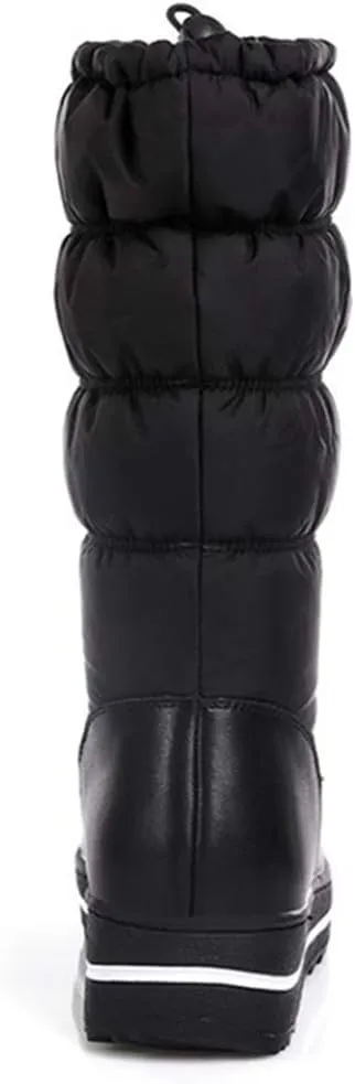 VOKLIN Women's Winter Mid Calf Snow Boots Waterproof Rain Platform Elastic Fur Lined Cold Weather Snow Boot