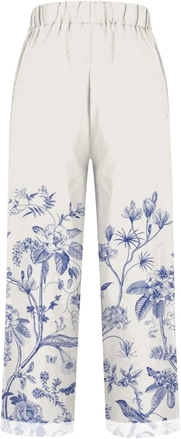 Wide Band Linen Pants Spring Woman Drawstring Linen Pants Work Pants Office Casual High Waisted