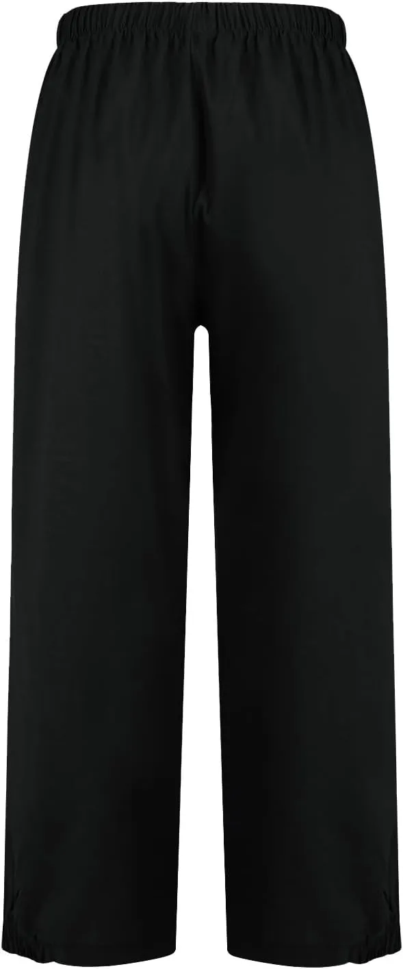 Wide Leg Linen Pants Women Drawstring Elastic High Waisted Baggy Capri Pants Casual Straight Leg Cropped Pants with Pockets