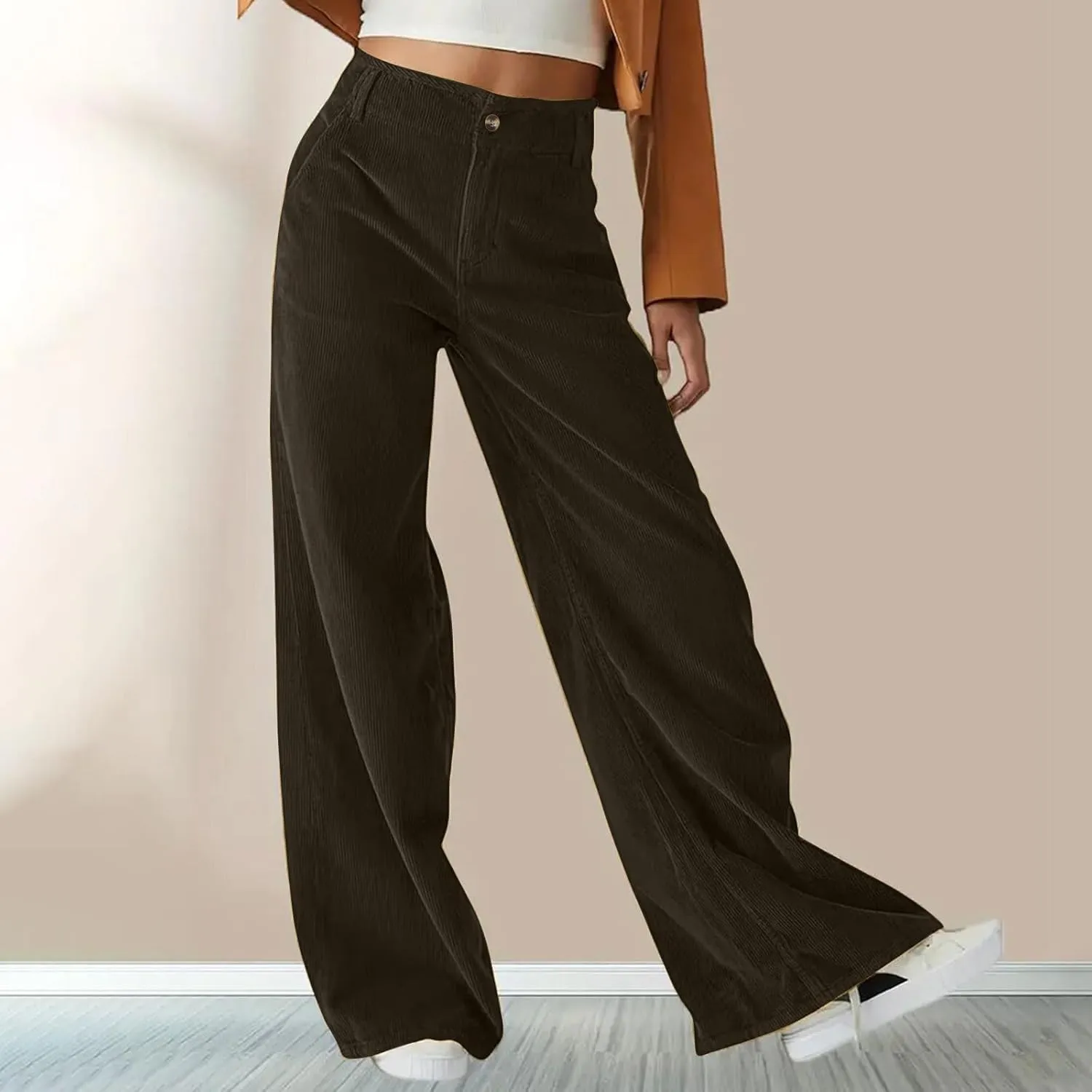 Wide Leg Palazzo Pants for Women Elastic High Waist Pleat Trousers 2025 Fashion Solid Color Baggy Flowy Summer Pants