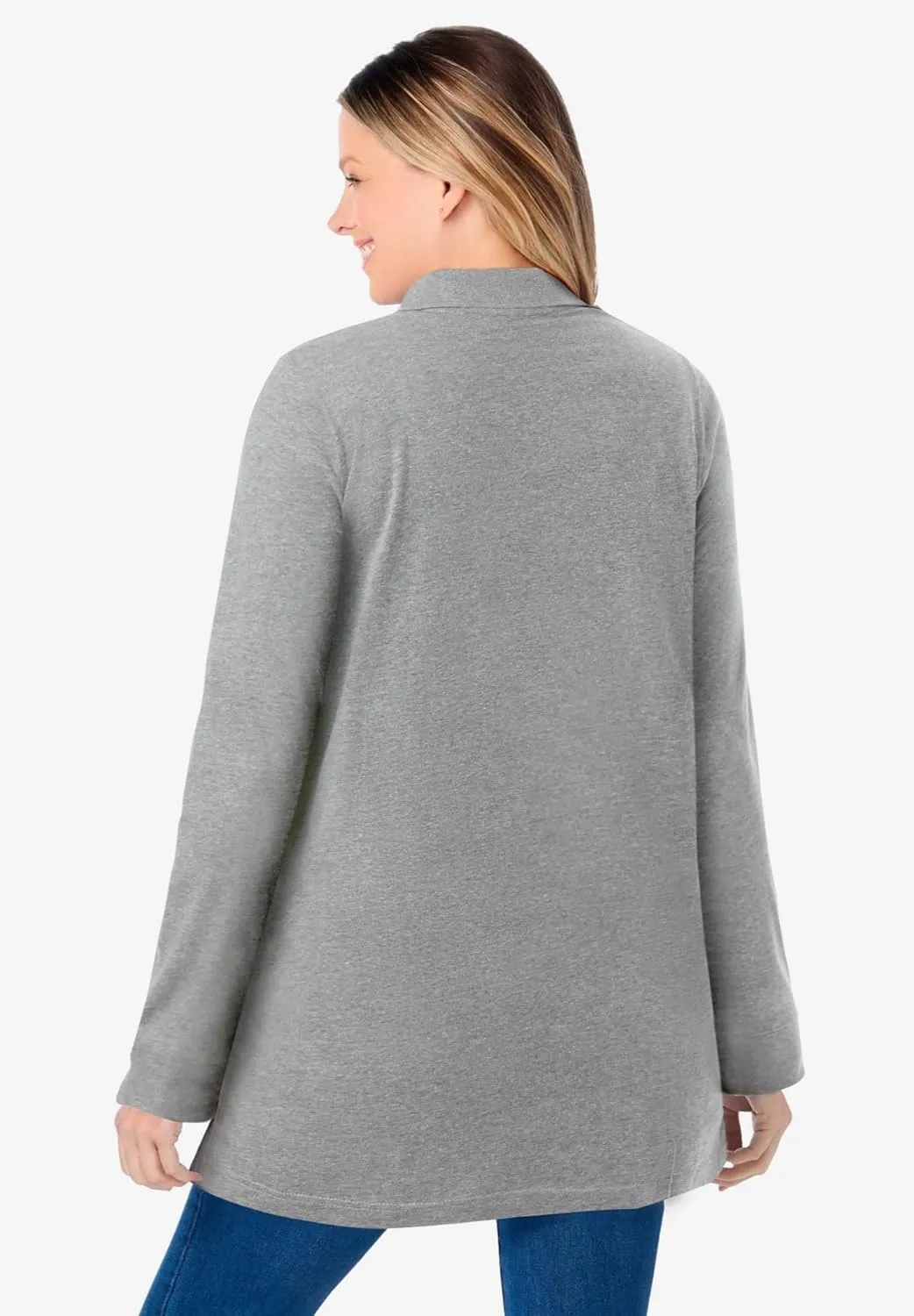 Woman Within Plus Size Long-Sleeve Polo Shirt