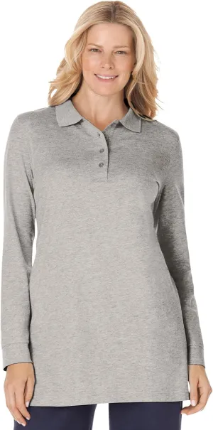 Woman Within Plus Size Long-Sleeve Polo Shirt