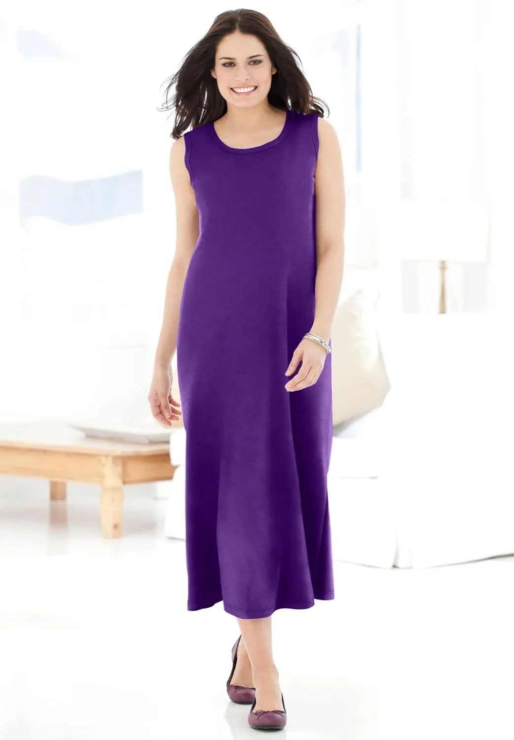 Woman Within Women's Plus Size Lettuce Trim Knit Jacket Dress