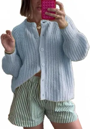 Women Button Down Cardigan Sweater Long Sleeve Chunky Cardigan Top Casual Knit Jacket Fall Winter Streetwear