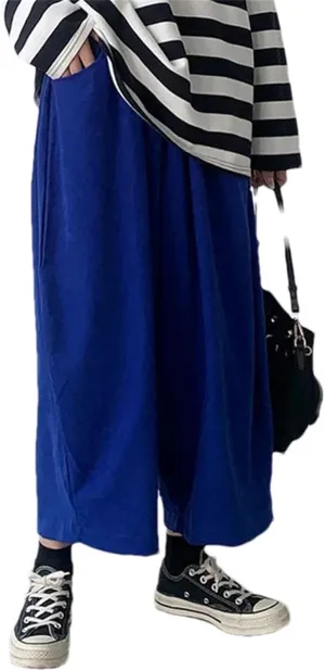 Women Casual Harem Pants Cotton High Waisted Trousers Retro Loose Bloomers Baggy Sweatpants