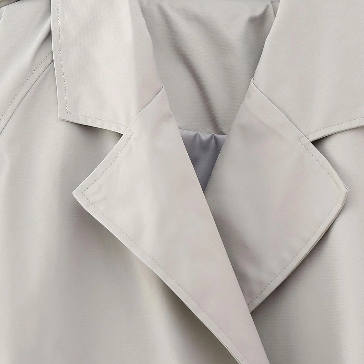 Women Casual Lapel Double Breasted Short Trench Jacket Cropped Pea Coat Outwear With Belt Fall Fashion Loose Overcoat