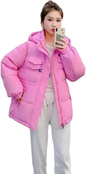 Women Coat Loose Hooded Cotton Coat Women Long Parkas Jacket Warm Thick Cotton Padded Jackets